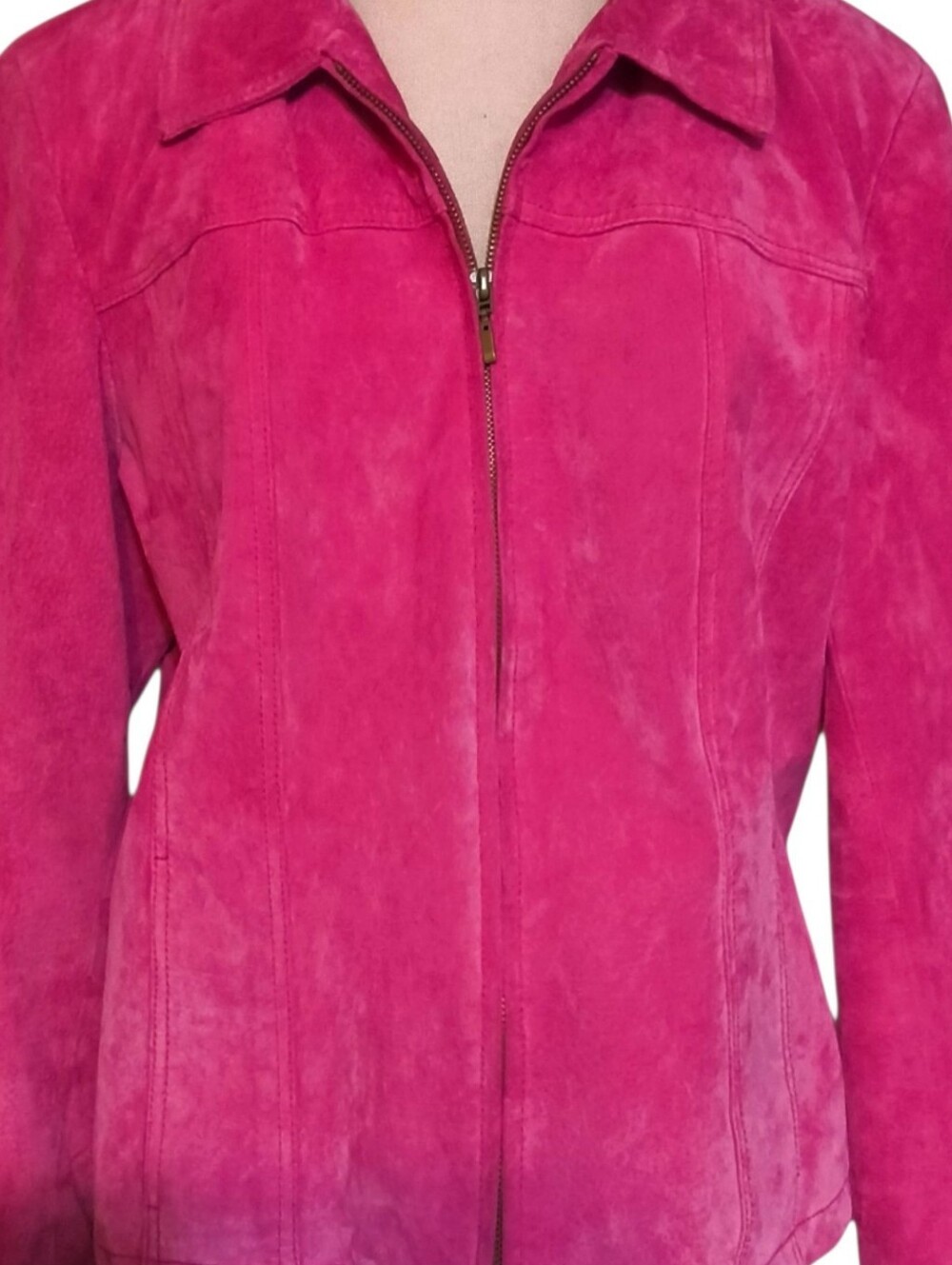 Vintage Genuine Pink Suede Jacket by Coldwater Creek Barbiecore Pink Size Large